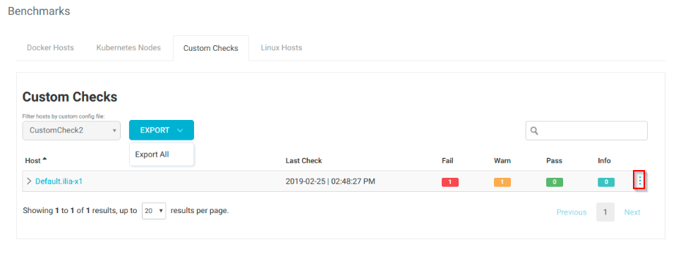 Export custom compliance benchmark results all hosts